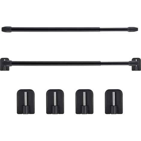 2 Pcs Tringlea à Rideau Extensible Auto-Adhésive sans Perçage, Noir (1/5)