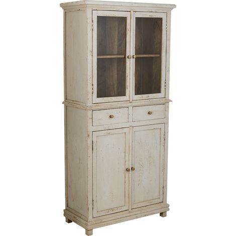 Vitrina de madera y cristal acabado artesanal  blanco 85x40x180 (1/5)