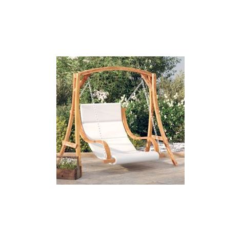 Chaise balançoire avec coussin bois d'épicéa avec finition teck (1/5)