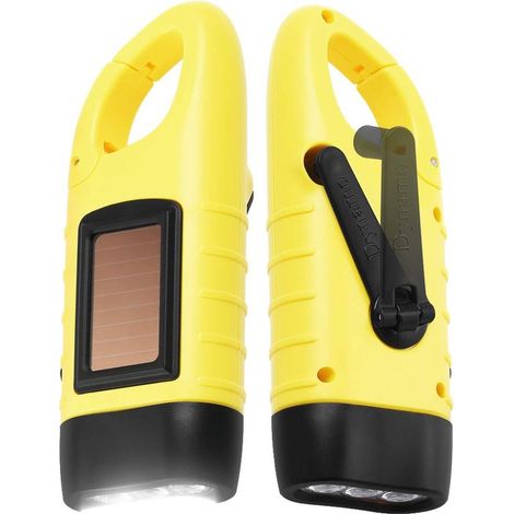 Solar Flashlight, 2-Pack, Solar LED Flashlight and Rechargeable Hand Crank Torch, Emergency Lamp for Outdoor Activities