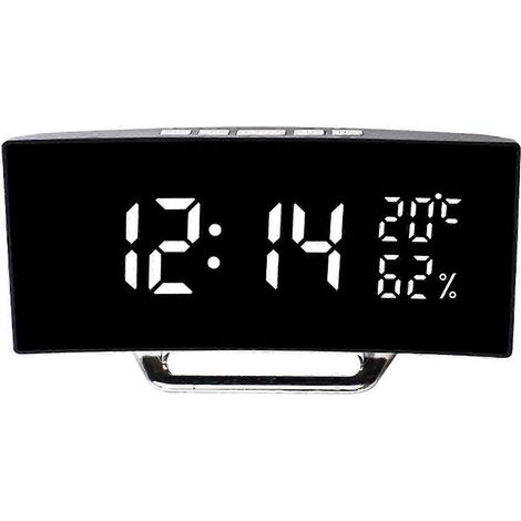 LED-Digitalwecker, Tischuhr mit 3-stufig einstellbarer Beleuchtung, Temperatur- und Feuchtigkeitsanzeige für Zuhause, Schreibtisch oder Klassenzimmer-White (1/5)