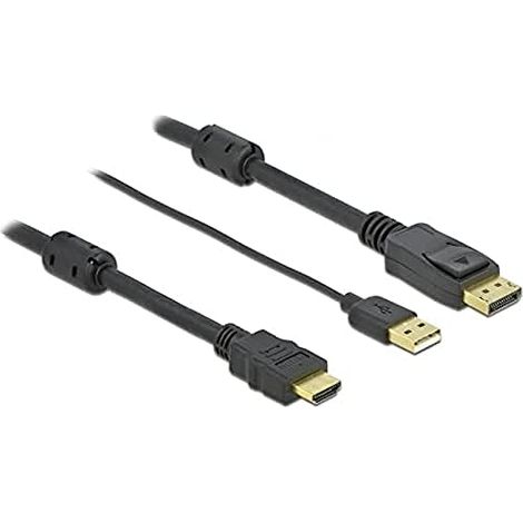 DeLOCK 85964 Adattatore cavo video 2m HDMI tipo A (Standard) DisplayPort + USB tipo A Nero 85964, 2m, HDMI tipo A (Standard), DisplayPort + USB tipo A, Maschio, Maschio, Destro (1/2)