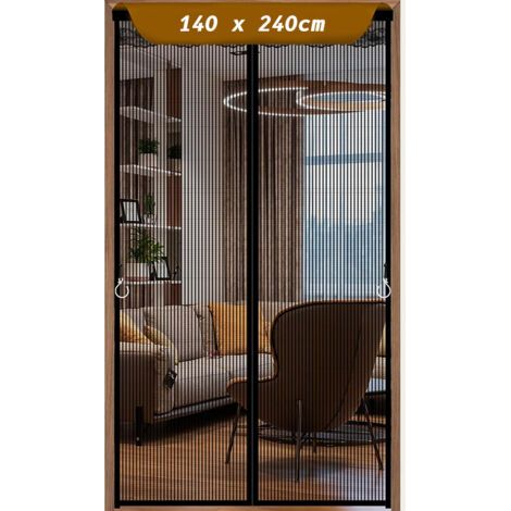 140x240cm Moustiquaire Magnétique Pour Porte, Rideau en Maille, Joint Magnétique de Haut en Bas avec Fermeture Automatique, Maintient l'air frais à l'intérieur- Noir
