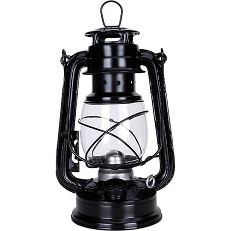 Lampe à pétrole LED Lampe à huile Bougeoirs en fer Lampes à bougies Portable Paraffine Hurricane Lampes de table Éclairage Cadeau Décoration de Noël Noir