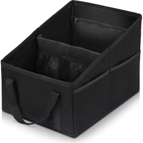 boîte de rangement pour coffre de voiture - noire - 35 x 25,5 x 16 cm (1/5)