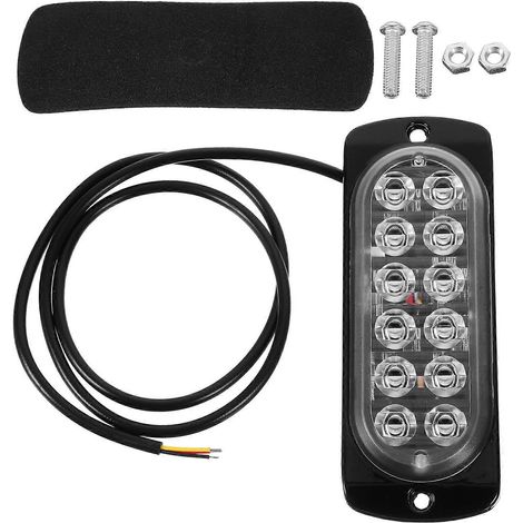 Feu stroboscopique ultra-mince à 12 LED, 36 W, 12-24 V, pour camions et motos (lumière rouge et lumière bleue). (1/3)