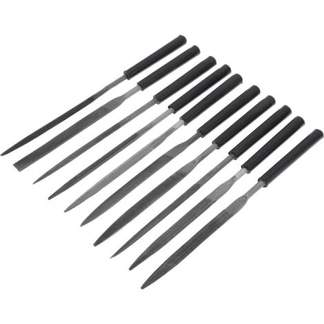 10 Pcs Hardened Steel Alloy Needle Files - Mini Jewelry File - Includes Half Round, Flat Cabinet, Round, Square, Triangle, and Flat File