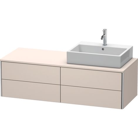 Lavabo consola Duravit XSquare, suspendido, 4 cajones, lavabo a