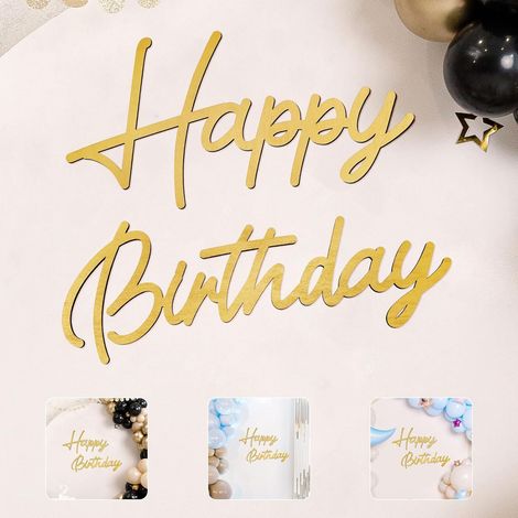 Panneau d'Anniversaire, Panneau en Bois d'Anniversaire Toile de Fond Découpe en Bois d'Anniversaire pour Décoration Murale de Fond de Fête d'Anniversaire (Or) (1/5)