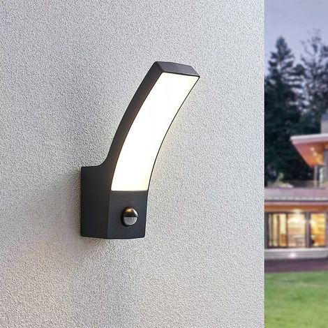 Applique murale extérieure moderne à LED, en aluminium noir, adaptée aux murs extérieurs/façades de bâtiments, terrasses et balcons (lumière blanche) (1/5)