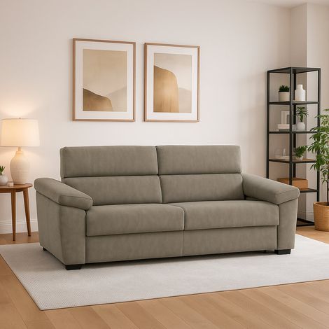 Dmora - Sofá fijo 2 plazas Gorreto, Sofá lineal para salón, acolchado, desenfundable, calidad 100% Made in Italy, 205x95 h100 cm, Tórtola (1/5)