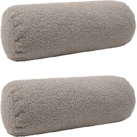 Cushion Cover 2 pcs HEERLEN Light Grey Ø 15 x 40 cm Bouclé vidaXL (1/5)