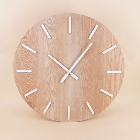 Horloge en bois et métal blanc 60cm (1/5)