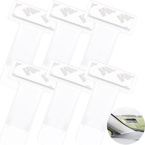 Lot de 6 pochettes transparentes pour tickets de voiture, à fixer sur le pare-brise ou la vitre. Porte-tickets de stationnement avec clip. (1/4)