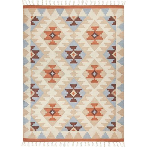 Tapis Kilim avec Motif Traditionnel 160 x 230 cm en Coton Multicolore Dilijan