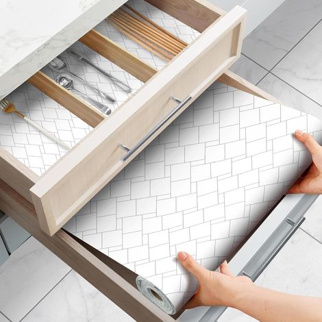 Tappetino Cassetti Cucina Impermeabile Bianco 30x900 cm (1/5)