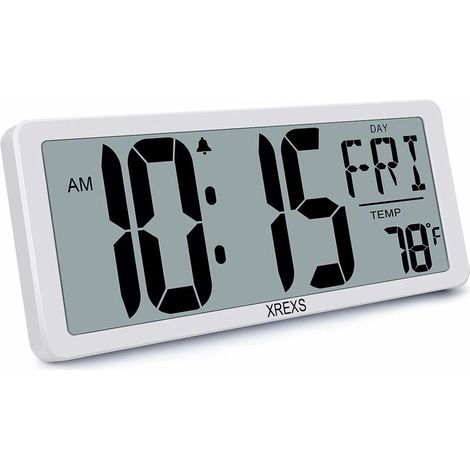 Green Mobility-Grande horloge murale numérique de 13,46 po avec calendrier numérique, blanc (1/5)