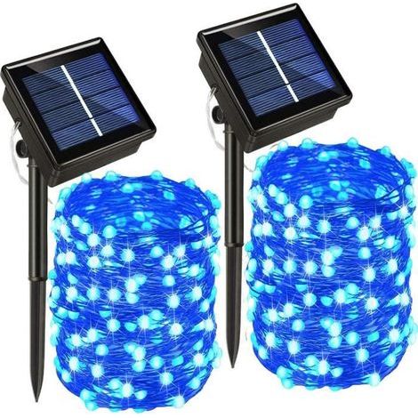 Solar LED String Lights 30M-100FT 300LED Blue - 2PCS, 8 Modes, Perfect Outdoor Decorative Lighting (1/4)