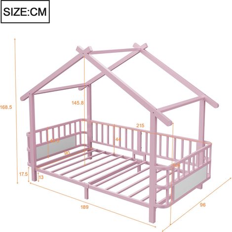 Polsterbett aus Metall in Rosa 215 x 96 x 168.5 cm HOMAIRE (1/5)