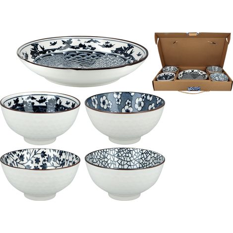 Set aus 4 Schüsseln und einem Teller zum Servieren von Snacks (1/5)