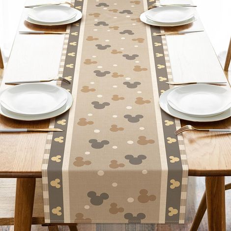 Nappe en toile de jute grise - 33 x 183 cm, joli motif à pois gris, nappe décorative pour table de cuisine/salle à manger, articles de fête intérieurs et extérieurs, indispensables pour la décoration  (1/5)