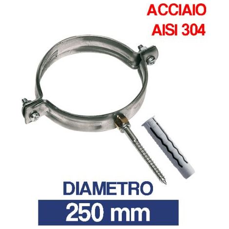 COLLARE FASCETTA MURALE PER TUBO CANNA FUMARIA ACCIAIO INOX (23065V) 250 (17131)