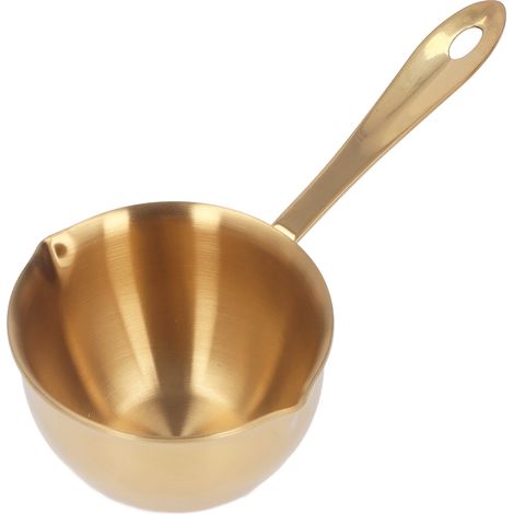Casserole professionnelle en acier inoxydable avec bec verseur pour la cuisine domestique, idéale pour le chocolat au lait et l'huile chaude (couleur or).