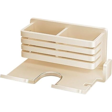 Wandmontierter Haartrocknerhalter, vielseitiger Wandorganizer fürs Badezimmer, Haartrocknerständer, cremeweiß (1/5)
