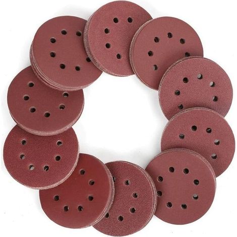 Online Store - Disques de Ponçage 150 Pièces, Disques Abrasifs de 125mm avec 8 Trous, Papier de Verre, Papier Sablé, Grain 60, 80, 100, 120 (1/5)