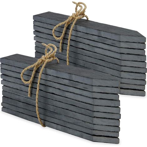 Set of 20 Slate Garden Markers and Chalks Garden Plant Labels Herb Markers Greenhouse accessories Garden stakes Outdoor table (1/5)