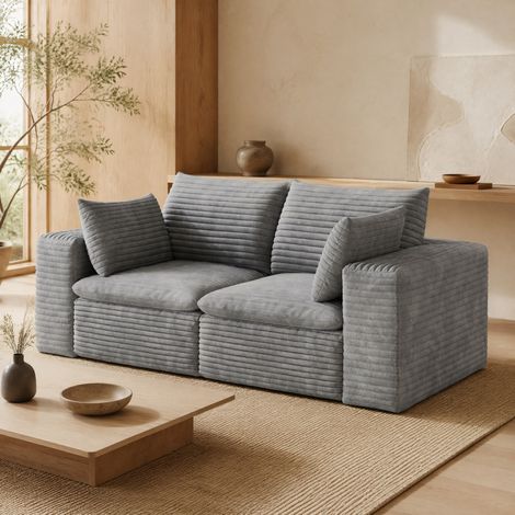Canapé modulable 180x90x68 cm gris en tissu avec rembourrage amovible (1/5)
