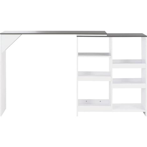 Maison Exclusive - Mesa de bar con estantería móvil blanca 138x39 (1/5)