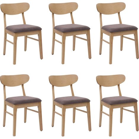 6er-Set Esszimmerstuhl HHG-698, Küchenstuhl Stuhl, Stoff/Textil Massiv-Holz helles Gestell, taupe