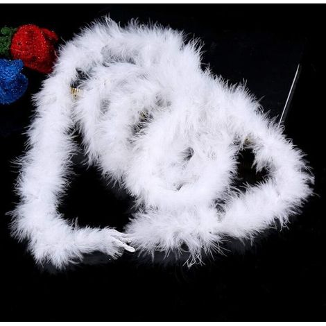 Guirlande de plumes blanches de 2 mètres, boa en plumes duveteuses pour loisirs créatifs, mariage, fête, décoration de sapin de Noël (blanc) (1/5)