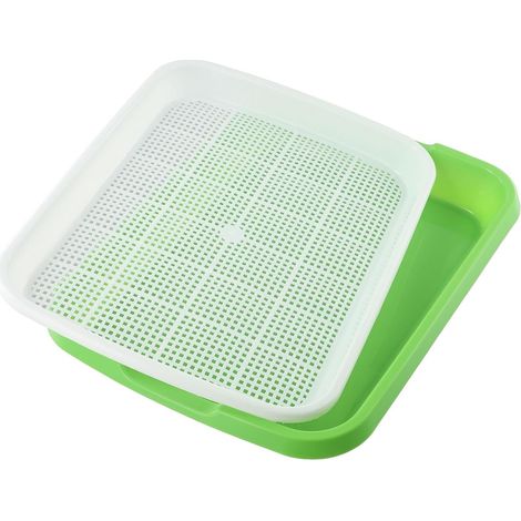 1 - Plateau De Germination - Bac Hydroponique - Système Double Couche Avec Maille - Pour Micropousses Et Semences Intérieures - Vert - 33x26x5 Cm (1/5)