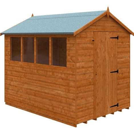 8 x 6 Feet Super Apex 12mm Shed - Solid Wood/Softwood/Pine - L235 x W175 x H217.9 cm - Burnt Orange