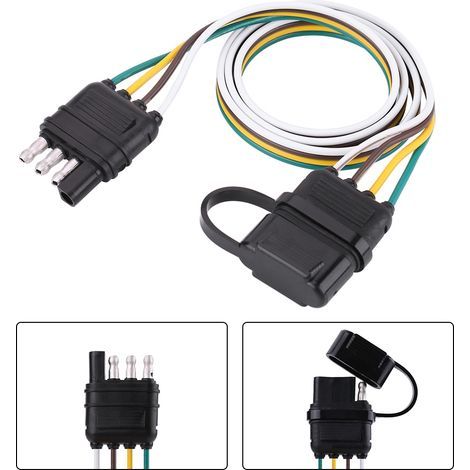 Adaptateur de connecteur de câblage de prise de remorque plate à 4 broches 6-24V, pour remorquage de caravane (1/5)