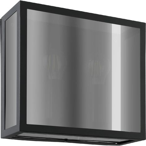 Applique Esterno Alamonte Smoke Acciaio Nero Trasparente 2 Luci E27 Ip44