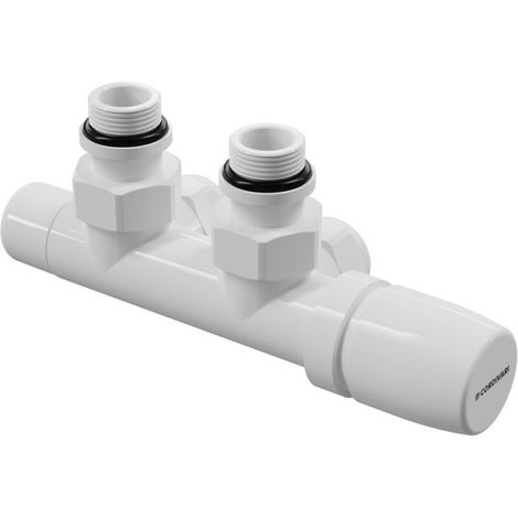 Ensemble robinet ILHINA équerre à droite blanc entraxe 50 mm tube cuivre Ø12/14/15 - THERMADOR KIBRCDC