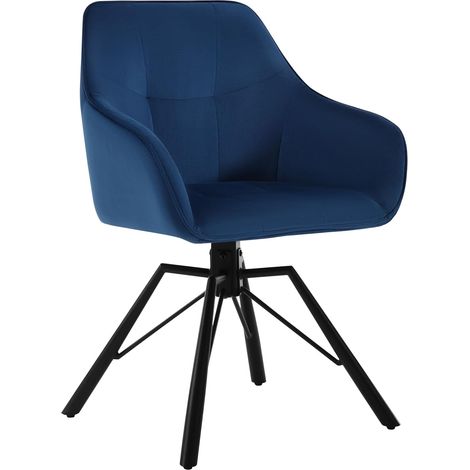 WOLTU 1x Sedia per Sala da Pranzo Girevole a 360°, Poltroncina in Velluto , Blu (1/5)