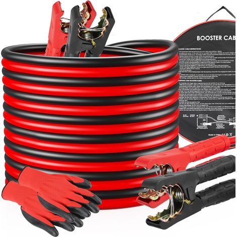 Câbles de Démarrage 12 V/24 V, Câble Batterie Voiture en Cuivre (4M 1000A) - Cable de Demarrage Diesel avec Gants de Protection et Sac de Transport - pour Voiture et Camion (1/5)