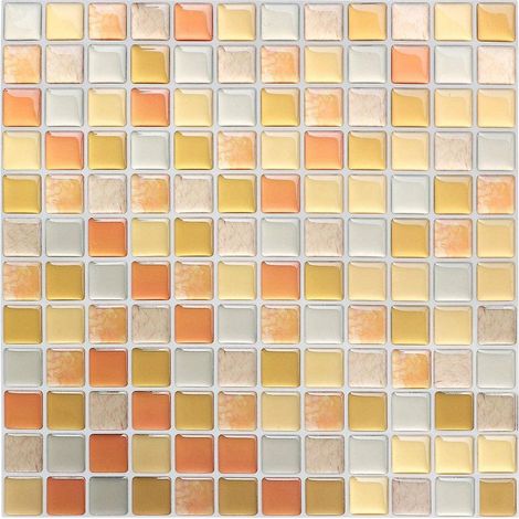 papier Peint Carrelage Autocollant Jaune 24x24 Cm Style Mosaque Sticker Mural Film Dcoratif Impermable Pour Carreaux De Mur De Salle De Bains Et D (1/3)