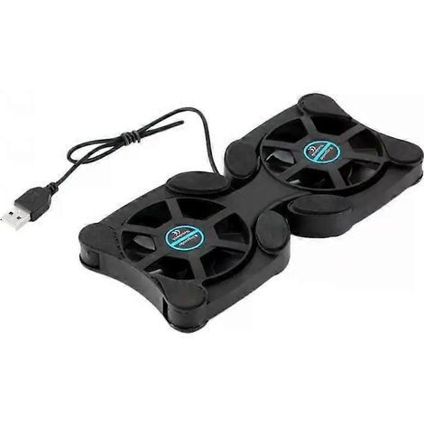 Support de refroidissement pliable avec ventilateur et port USB pour ordinateur portable 7-15 pouces, double ventilateur, support de bureau pour ordinateur portable, idéal pour les jeux vidéo et le pr (1/5)