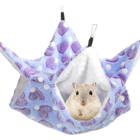 Sac de Couchage écureuil Suspendu Hamac Chauffant Hamster Double Couche - L - Violet (1/5)