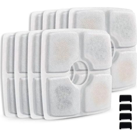 Paquete de 8 filtros de repuesto para bebederos de gatos, con sistema de filtración de tres capas fabricado con resina de carbón activado. (1/4)