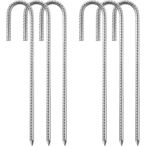 (8 mm x 30 cm) Piquets de tente en acier set de 6 Kit de fixation de trampoline en J galvanisé Tente de trampoline Tente de camping Balançoire Toile de trampoline (1/5)
