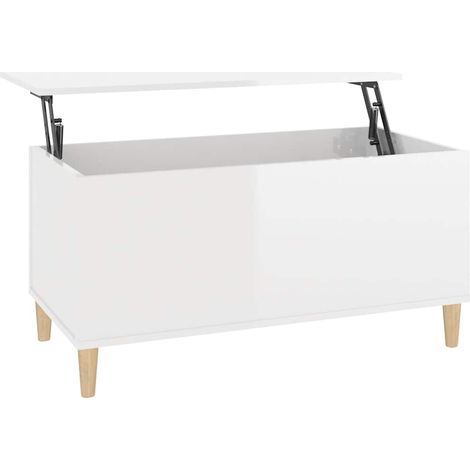Maison Exclusive - Tavolino Salotto Bianco Lucido 90x44,5x45 cm Legno Multistrato (1/5)