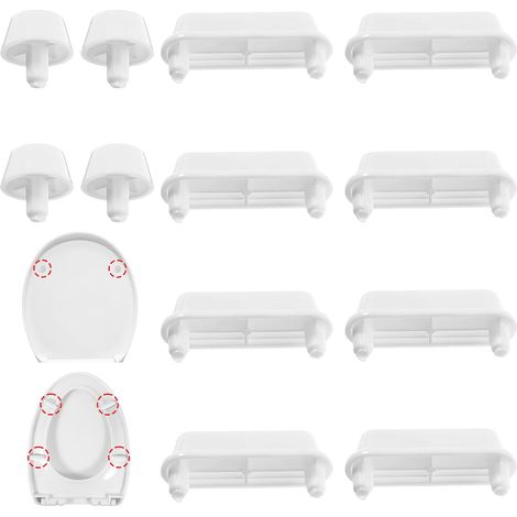 Lot de 12 tampons pour abattant de WC - Blanc - Pièce de rechange - Isolation acoustique - Amortisseurs - Pour abattant de WC en bois (1/5)