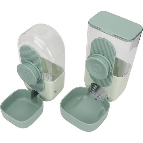 Distributeur automatique suspendu de nourriture et d'eau pour chat, avec gamelle, vert menthe. (1/5)