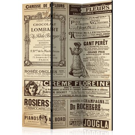 Paravent 3 Volets "Vintage Magazines" 135x172cm (1/2)